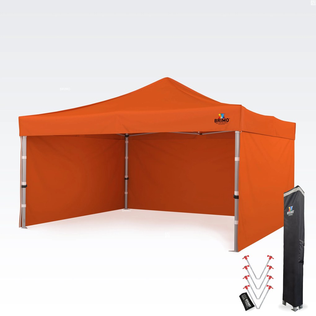 Cort promo din aluminiu 4x4 m ALU PREMIUM – 3 pereți, HEX 45 mm - cu 3 pereți - Portocaliu