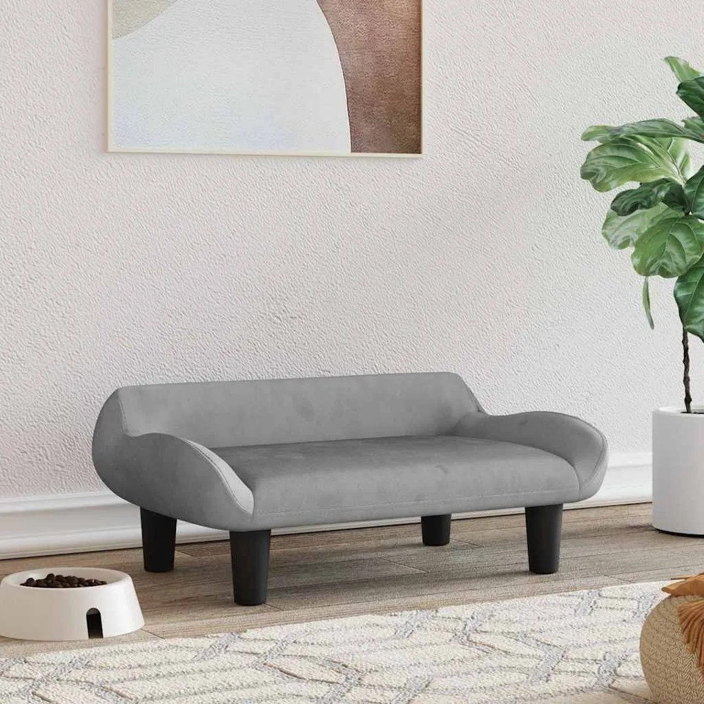 vidaXL Pat de câini, gri deschis, 70x40x24 cm, catifea