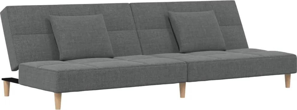 vidaXL Canapea extensibilă cu 2 locuri, 2 perne, gri închis, textil