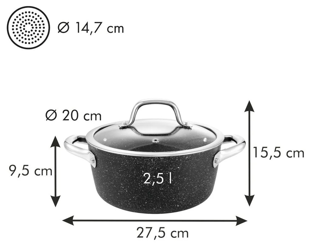 Cratiță cu capac Tescoma PRESIDENT Stone 2,5 l, 2,5 l