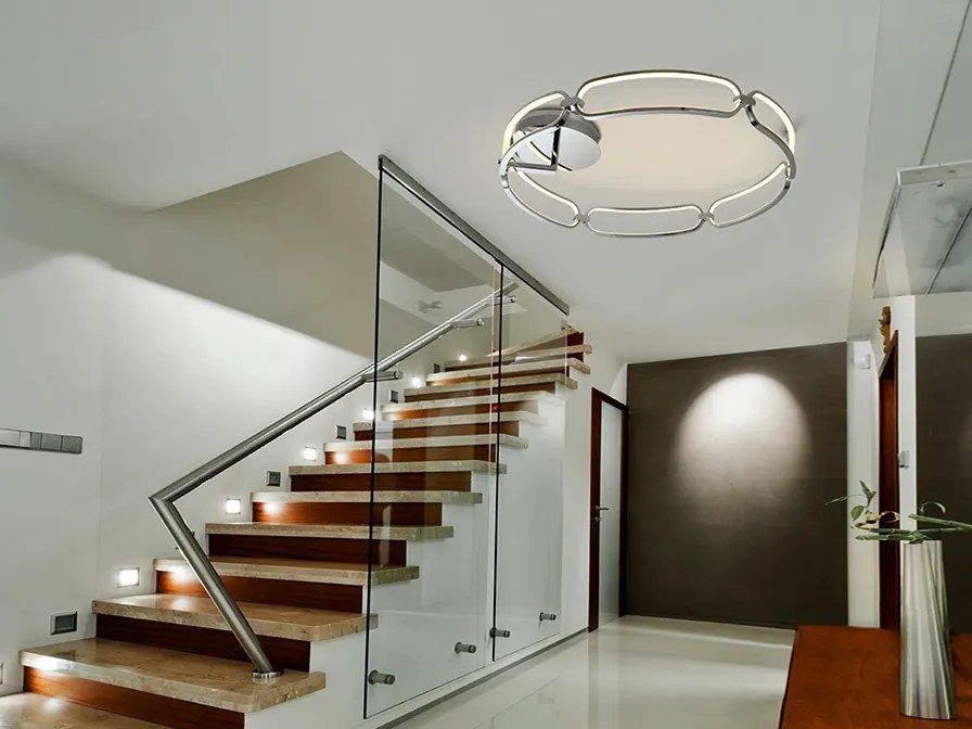 Lustra LED dimabila cu telecomanda design ultra-modern 80cm Colette crom