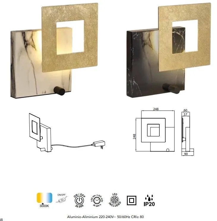 Veioza, Lampa de masa LED design ambiental DALIA auriu/ alb marmorat
