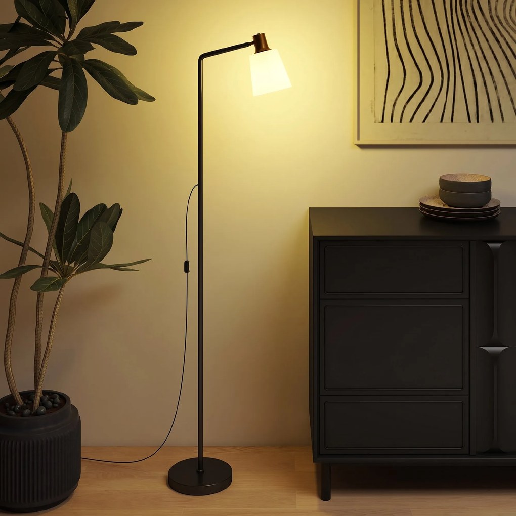 HOMCOM Lampă de podea LED cu cap rotativ la 350°, Reglare a temperaturii culorii 3000K/4000K/6500K, Negru | Aosom Romania