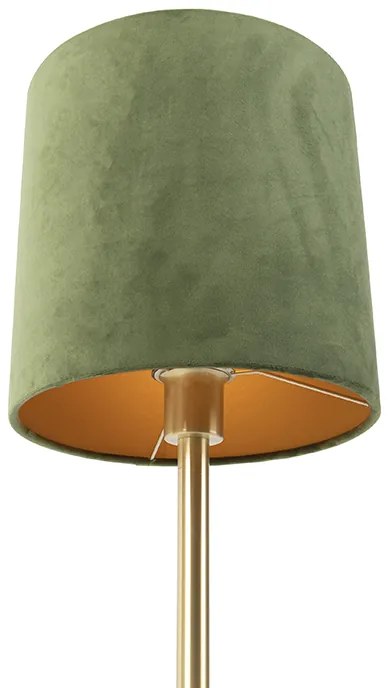 Lampă de masă botanică din alamă cu abajur verde 25 cm - Simplo