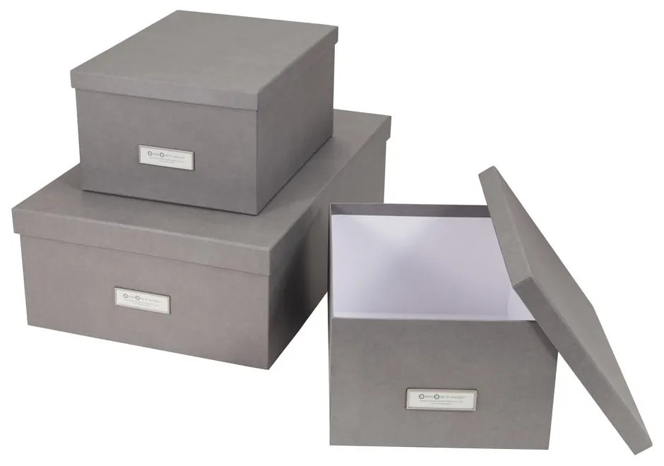 Set 3 cutii de depozitare Bigso Storage Box of Sweden Inge, gri