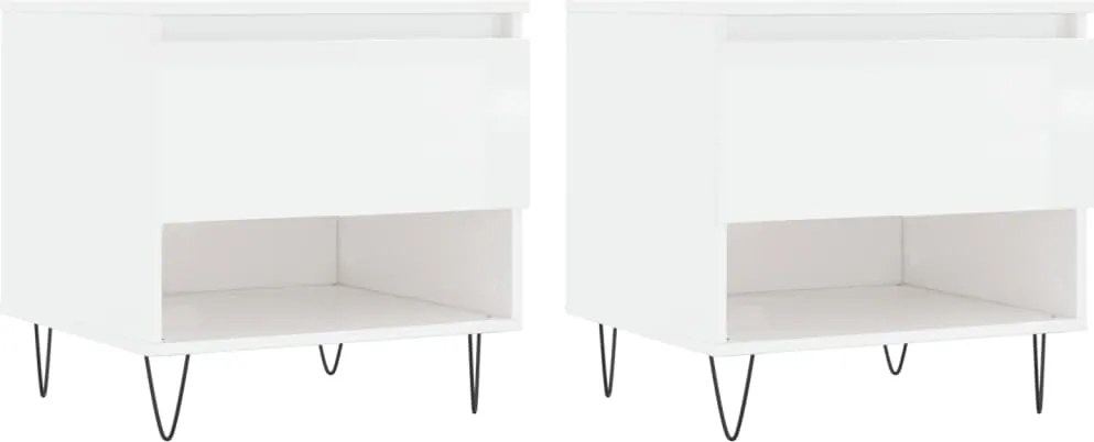 vidaXL Mese de cafea 2 buc. alb extralucios 50x46x50 cm lemn compozit