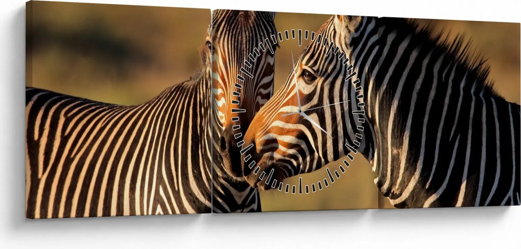 Tablou - Două zebre (cu ceas) (90x30 cm)