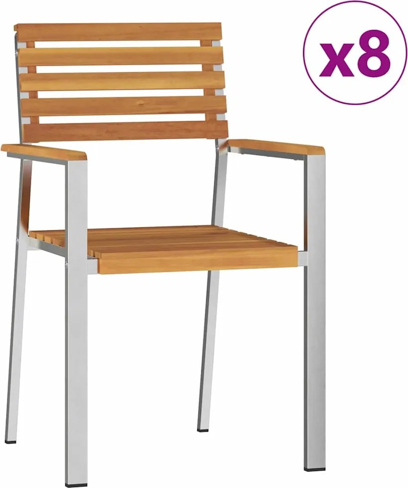 vidaXL Scaun pentru Grădină 8 pcs Ulei Natural Lemn Solid de Acacia