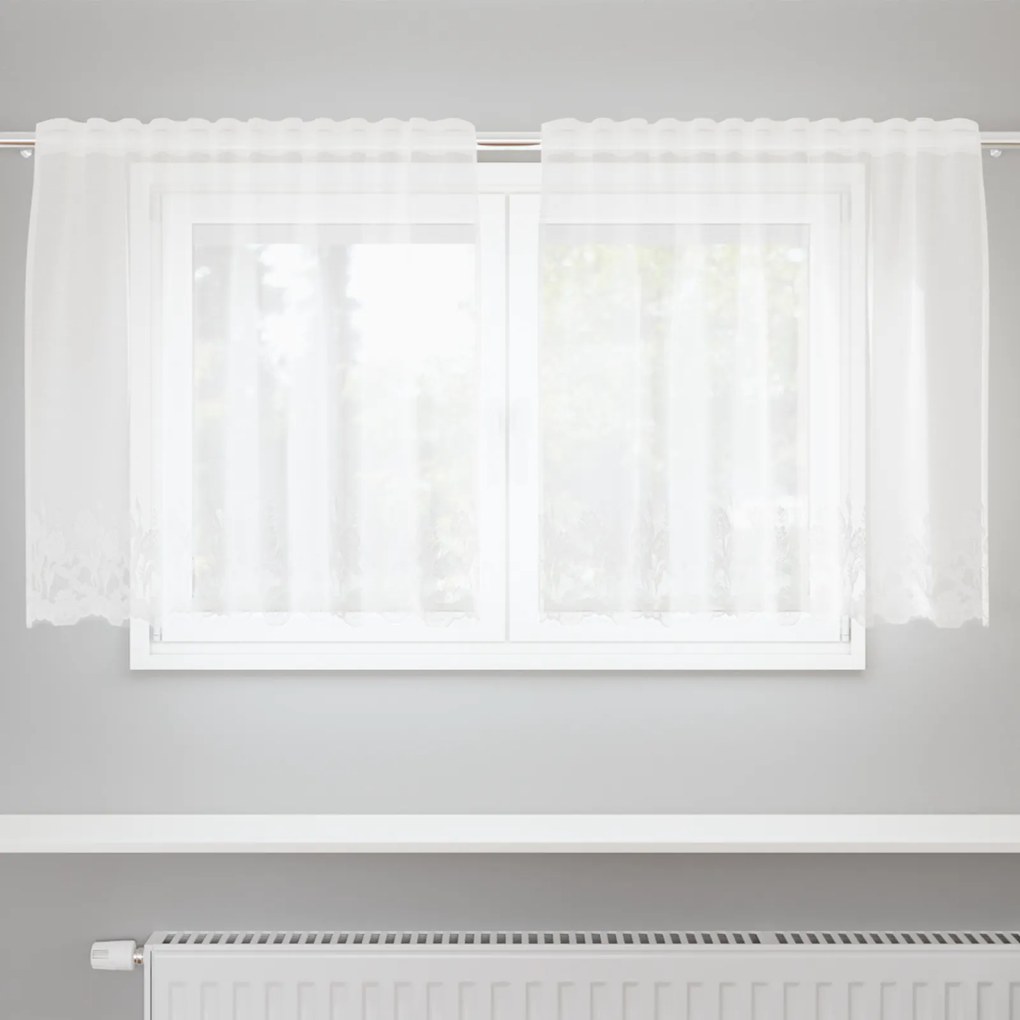 vidaXL Cortină din Dantelă cu perdele Floral Alb 150 x 80 cm Poliester