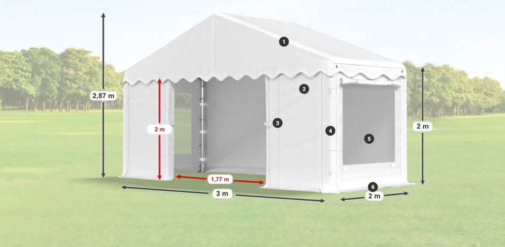 Cort de petrecere 3x2x2m Comfort PE 240g cu plasă împotriva insectelor Summer