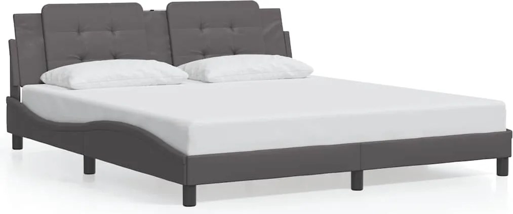 vidaXL Cadru de pat fără saltea, Zadar, gri, 180x200 cm, piele ecologică