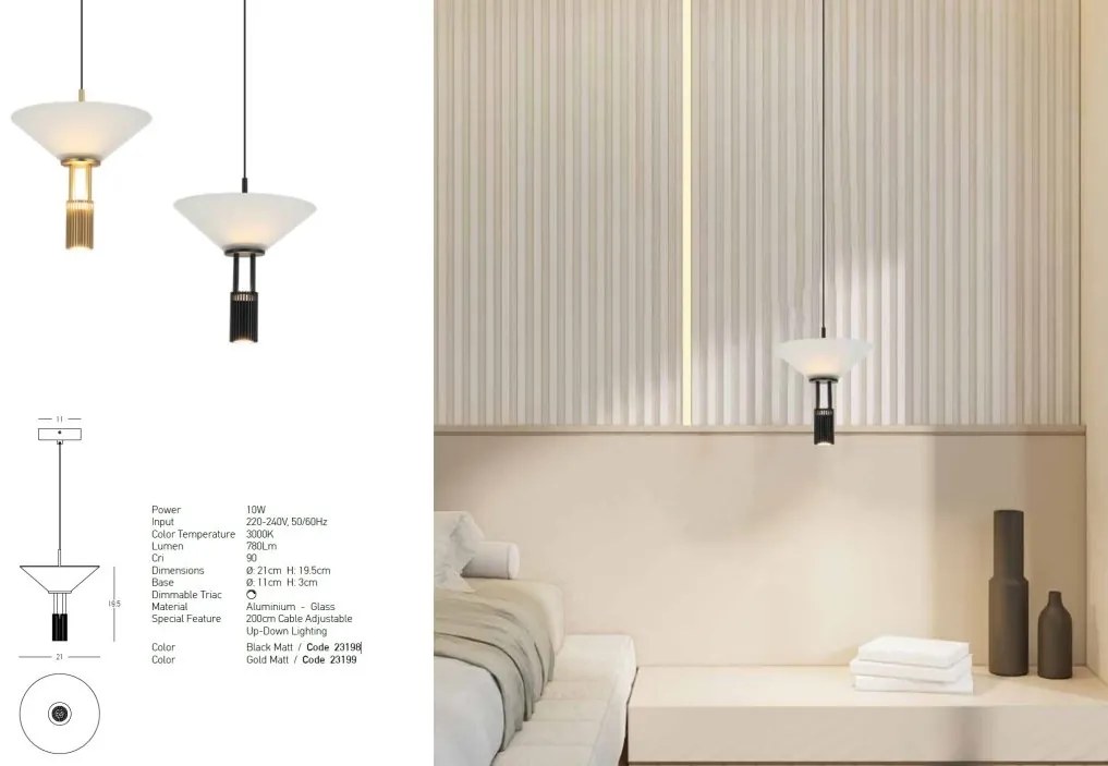 Pendul LED design modern decorativ Newy aurie