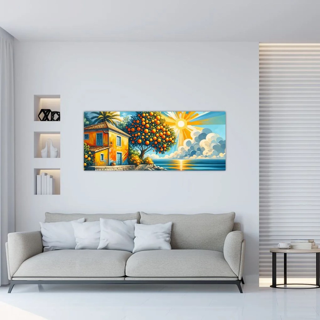 Tablou - Casă cu portocale I. (120x50 cm)