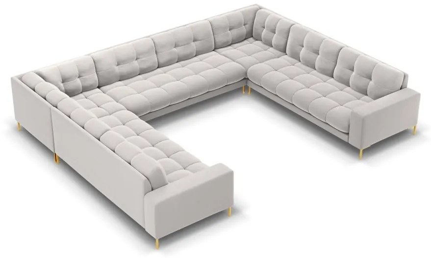 Coltar 9 locuri Bali velvet/picioare gold – L327 x l256 x h75