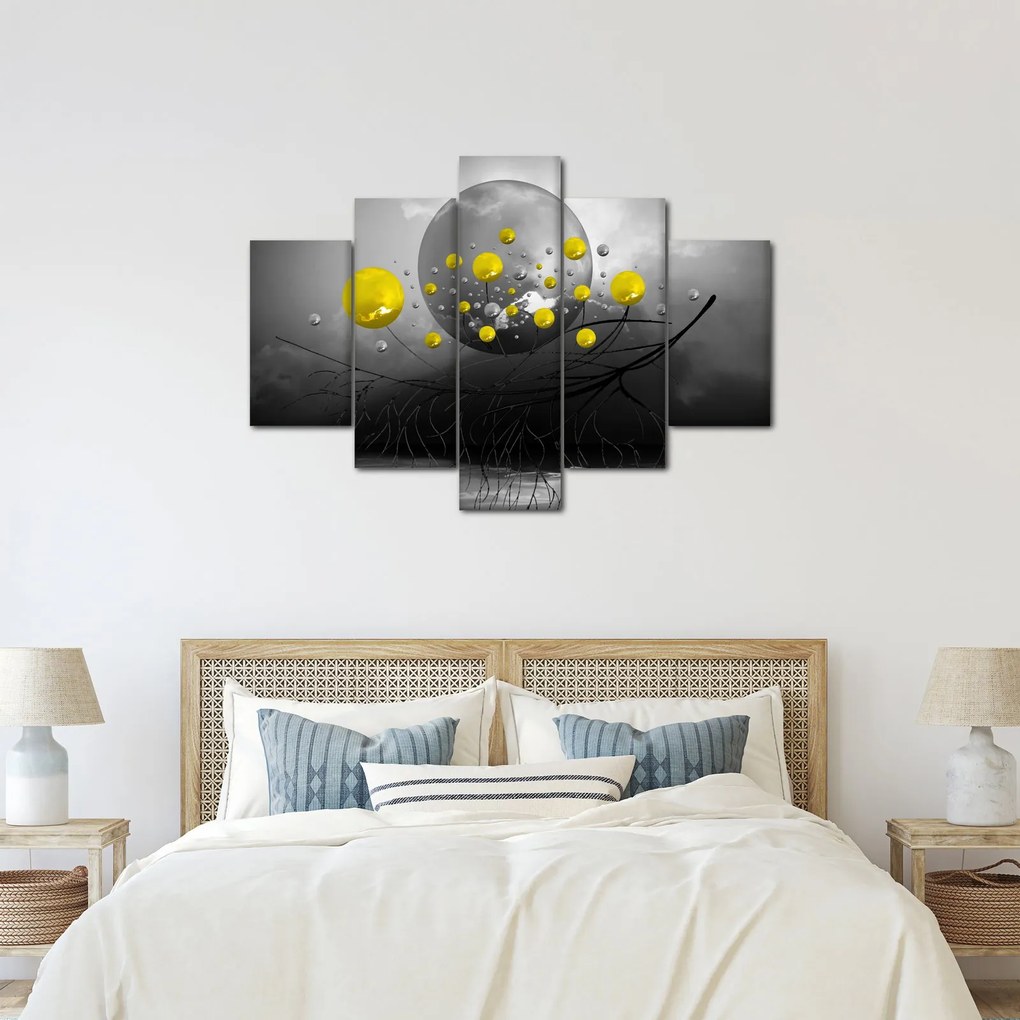 Tabloul - bile abstracte galbene (150x105 cm)