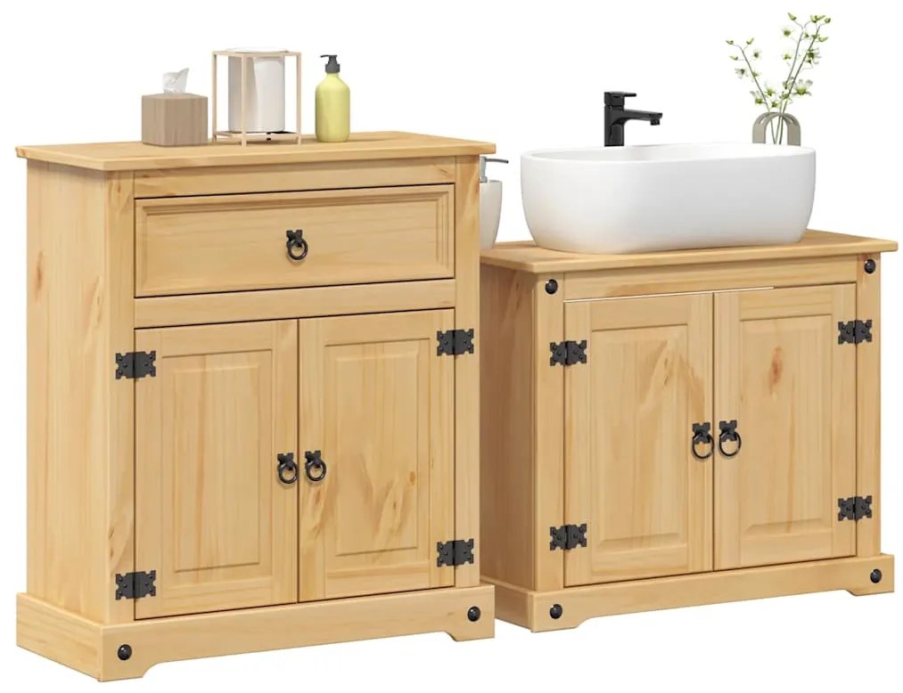 vidaXL Set mobilier de baie „Corona”, 2 piese, lemn masiv de pin
