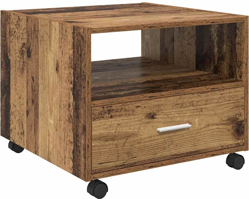 vidaXL Masă de cafea cu sertar Lemn Vechi 55 x 55 x 45cm Lemn compozit