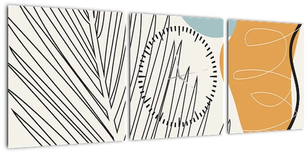 Tablou - Ilustrație de frunze (cu ceas) (90x30 cm)