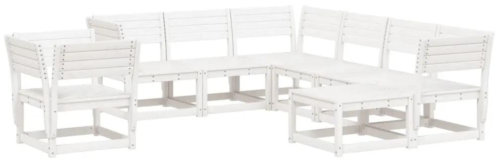 3216941 vidaXL Set mobilier relaxare grădină, 8 piese, alb, lemn masiv de pin