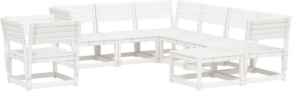 vidaXL Set mobilier relaxare grădină, 8 piese, alb, lemn masiv de pin