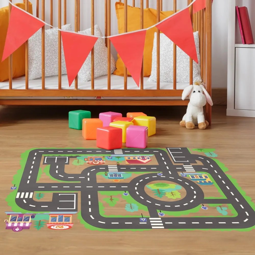 Autocolant din vinilin pentru podea cameră copii Ambiance Travel