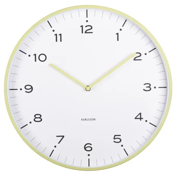 Karlsson 6011GR design ceas de perete galben, diametru 40 cm