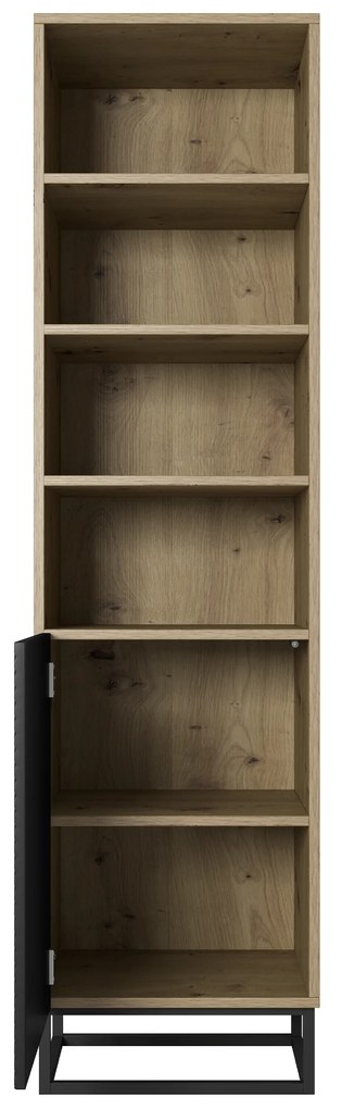 Bibliotecă Asha 50 cm pe soclu de metal - artizanal / negru mat