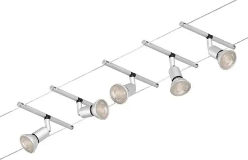 Paulmann 94442 - Set 5x GU5.3/10W, sistem complet cu cablu SALT 230V, crom mat