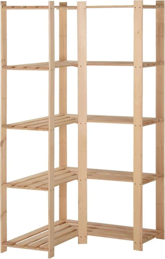 vidaXL Raft depozitare de colț 5 niveluri, 82,5x82,5x170 cm, lemn pin