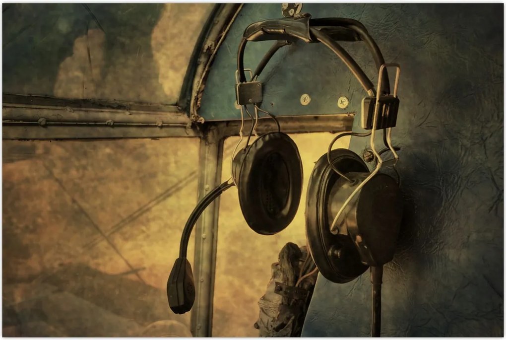 Tablou - Căști de avion de epocă (90x60 cm)