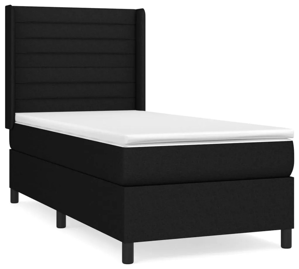 3131467 vidaXL Pat box spring cu saltea, negru, 80x200 cm, textil