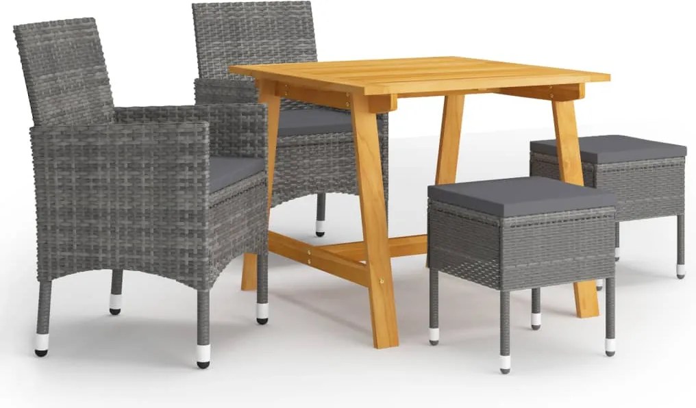 vidaXL Set de masă pentru grădină, 5 piese, gri