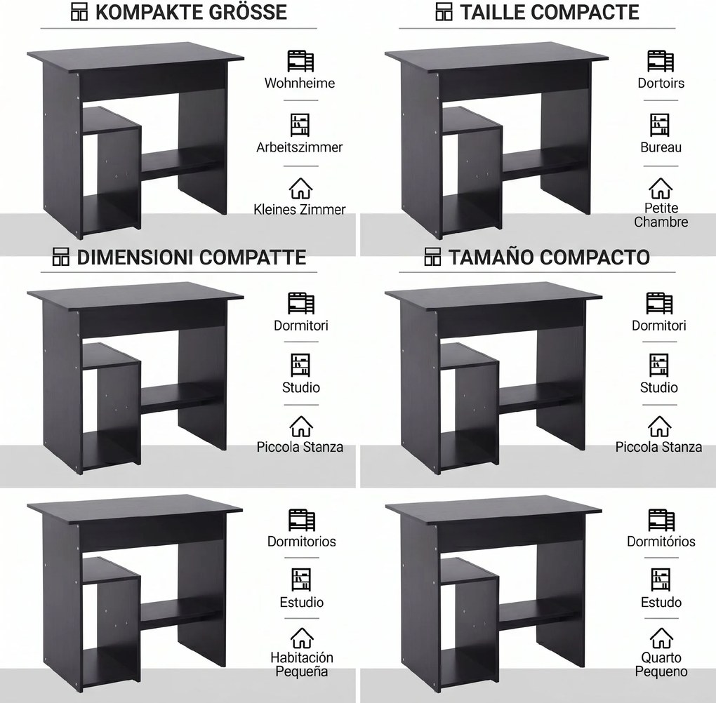 HOMCOM Birou pentru Calculator cu Raft pentru Unitate Centrală și Raft Detașabil pentru Tastatură, 80x45x75 cm, Negru | Aosom Romania