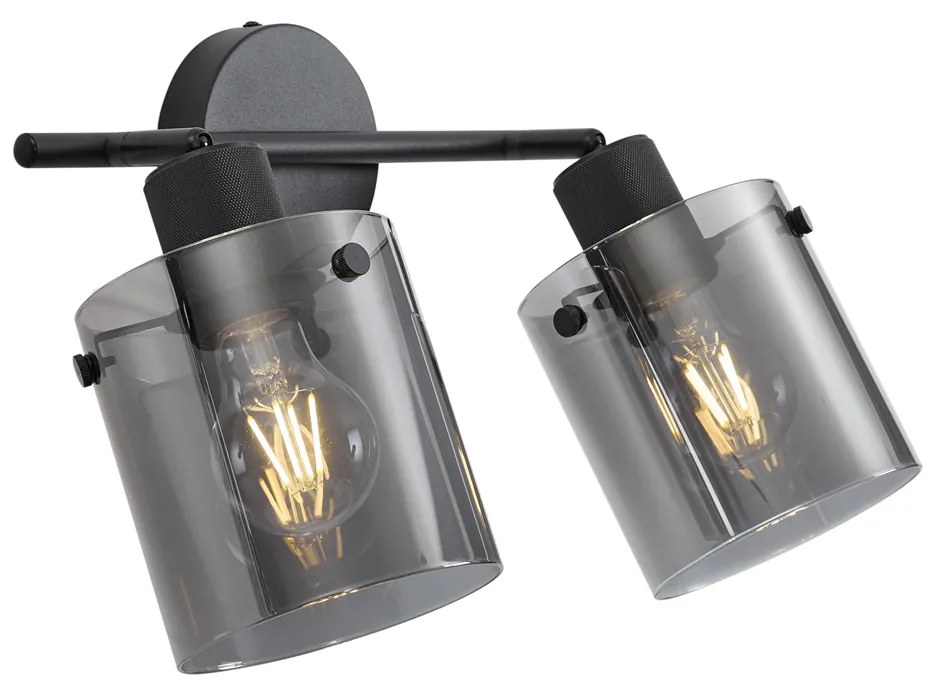 Spot de tavan negru de design cu sticlă fumurie cu 2 lumini - Domo