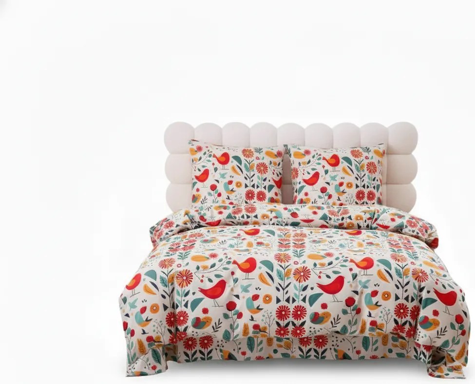 Lenjerie de pat din microfibra RETRO BIRD colorata Dimensiune lenjerie de pat: 2 buc 70 x 90 cm | 200 x 220 cm
