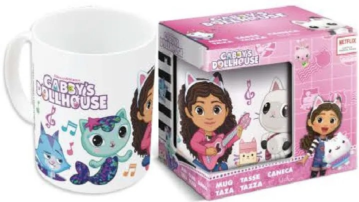 Gabby&#039;s Dollhouse Music cană din porțelan 235 ml (8 oz) în cutie de cadou