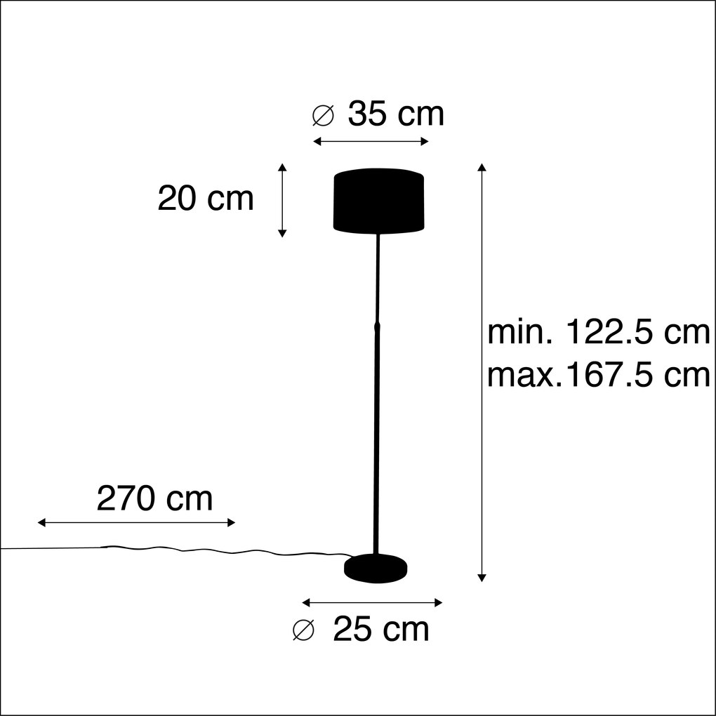 Lampă de podea inteligentă neagră cu abajur din catifea neagră 35 cm incl. Wifi A60 - Parte