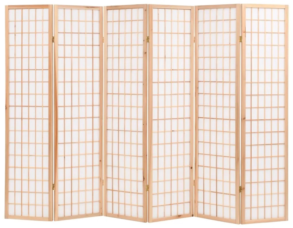 245904 vidaXL Paravan pliabil 6 panouri, stil japonez, 240x170 cm, Natural