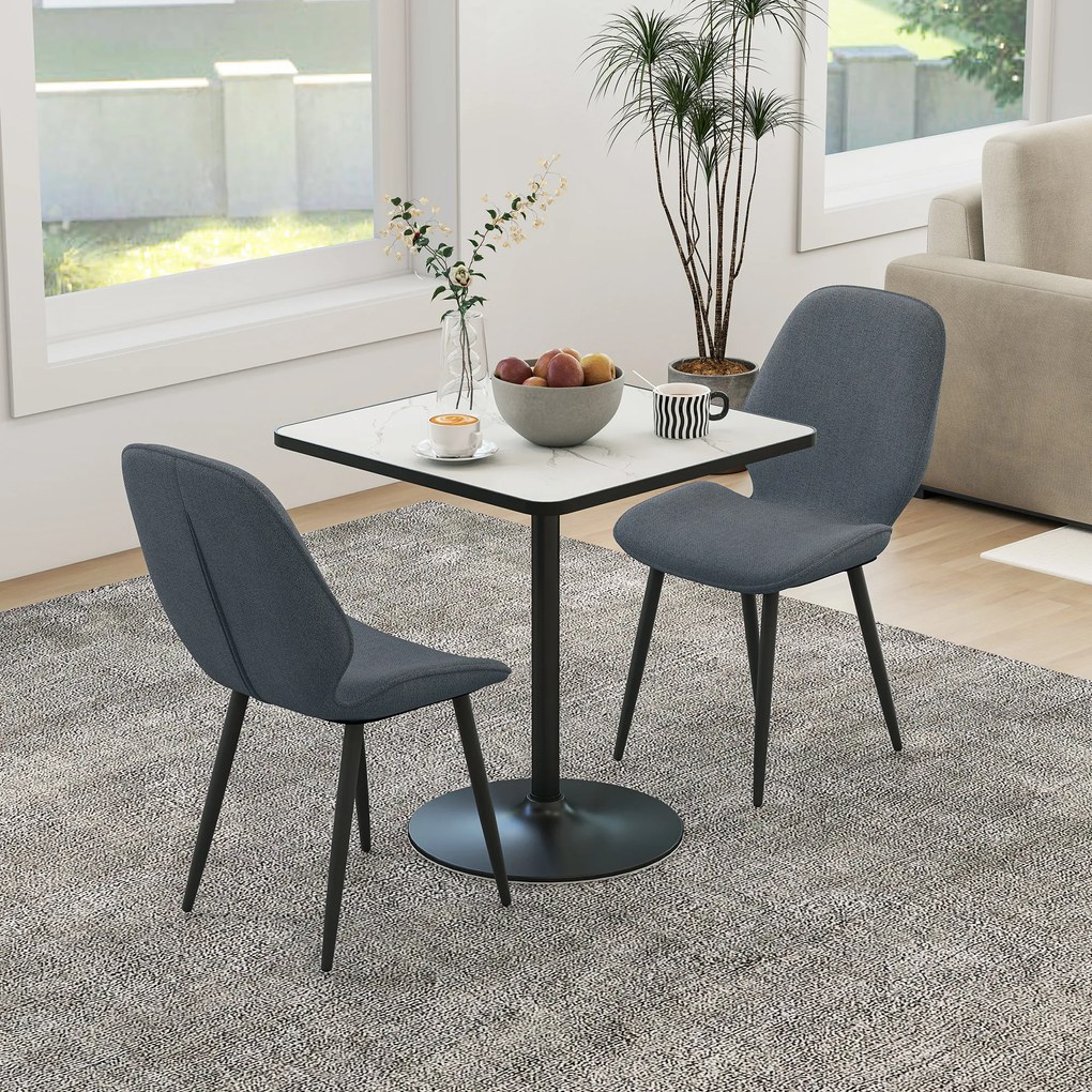 HOMCOM Scaune Tapitate Metalice, Gri Modern | Aosom Romania