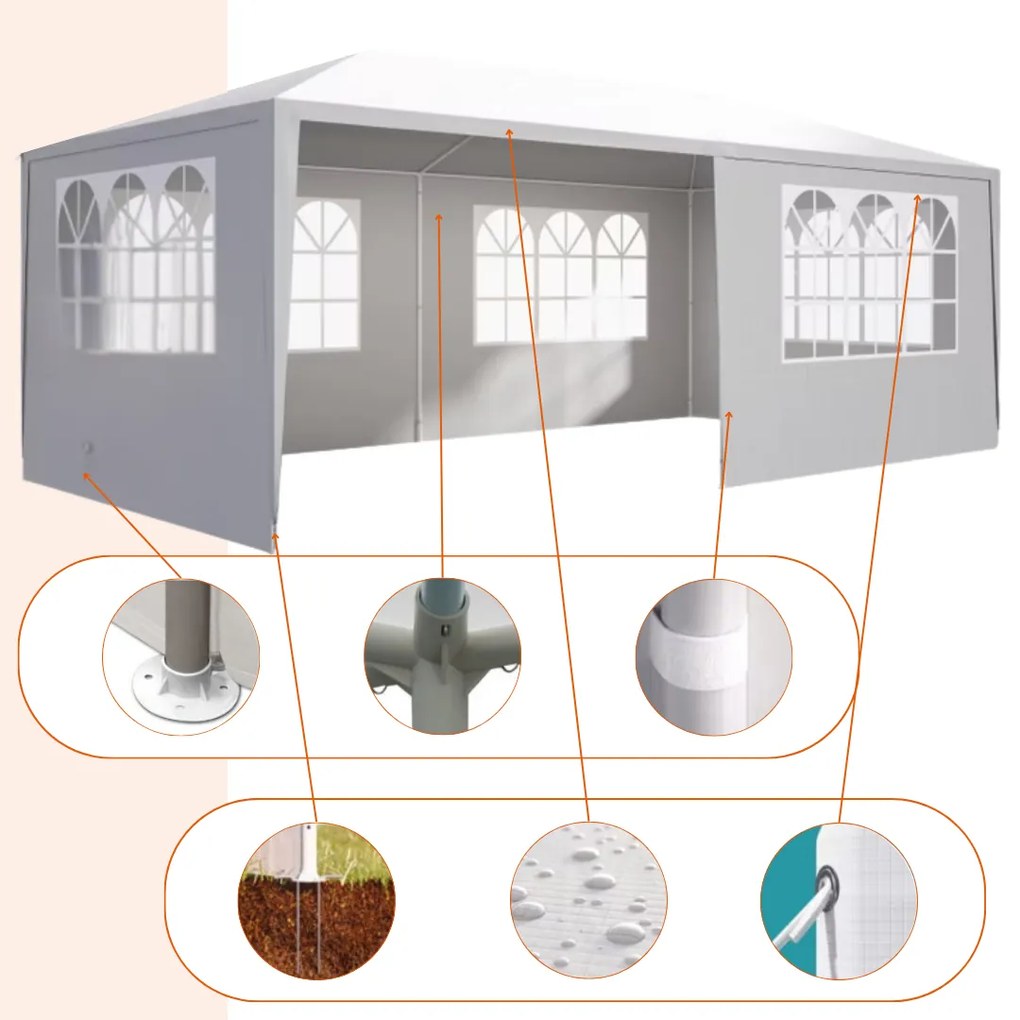 Cort de petrecere NEAPOL, 3x6m, alb Jurhan