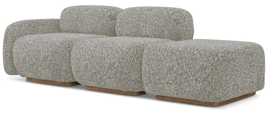 Șezlong modular gri (cu colț pe partea stângă) Ailani – Makamii