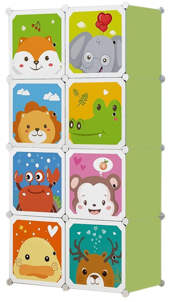 Dulap Modular Copii, 8 Compartimente, D4394, Verde