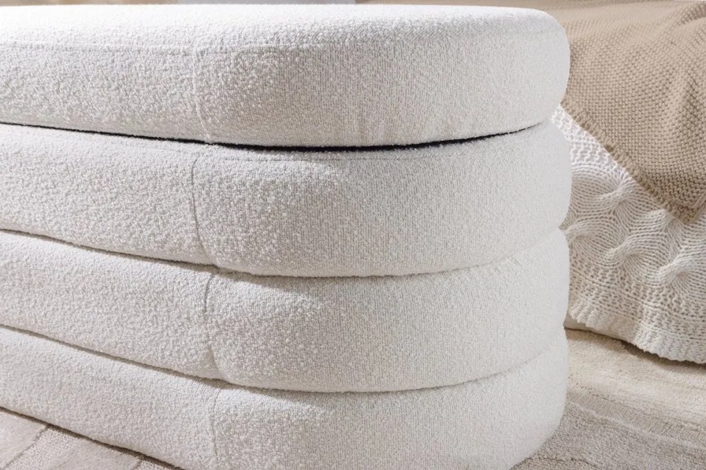 Bancheta cu spatiu de depozitare, Tesatura Boucle, VOQUE 115cm