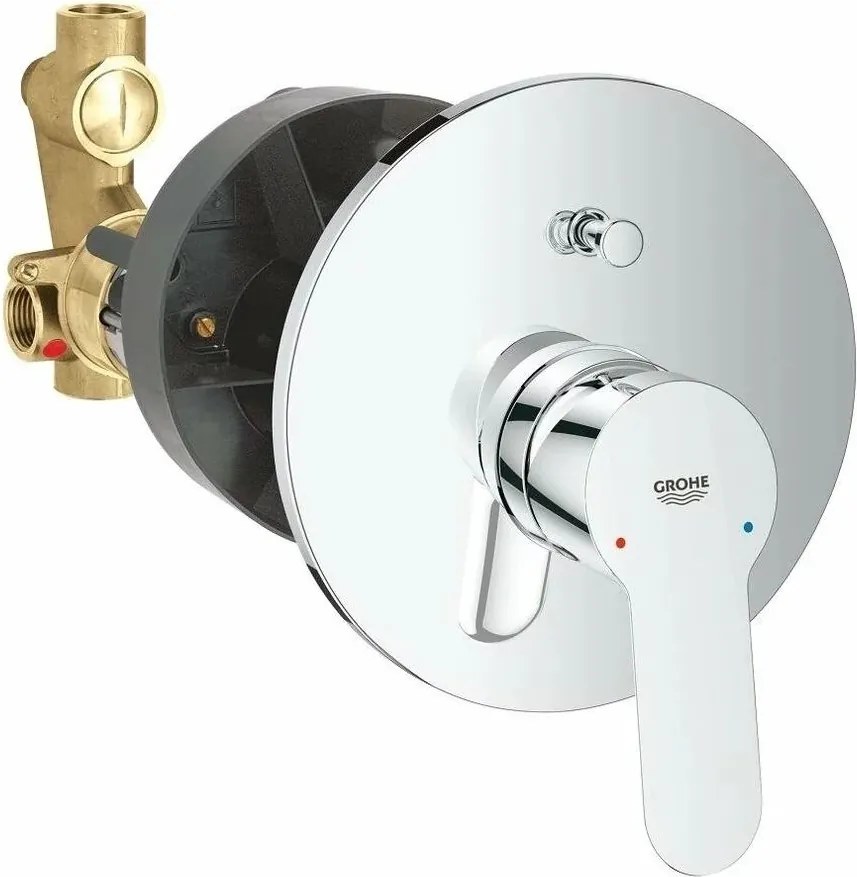Baterie cada - dus incastrata Grohe BauEdge cu corp incastrat crom lucios