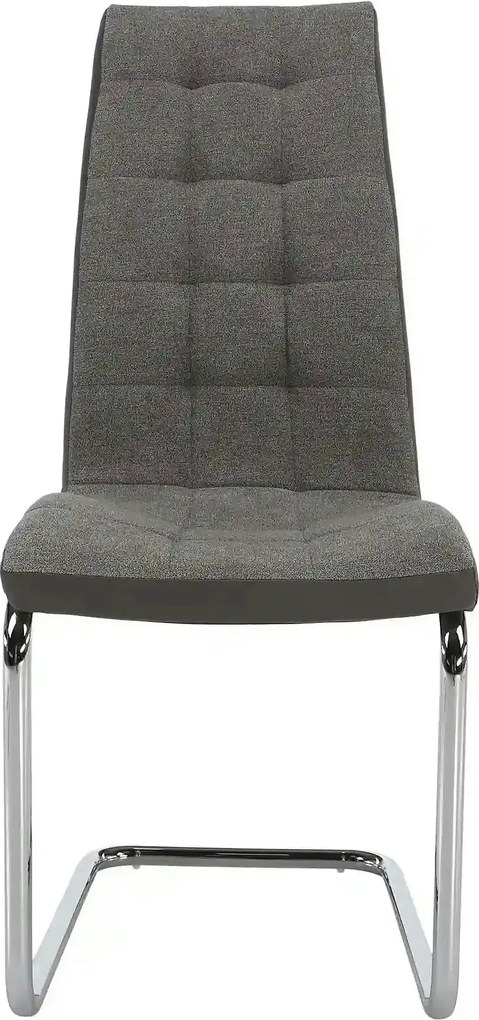 Scaun SALOMA NEW, gri, stofa clasica/pielele ecologica/metal, 42x56.5x