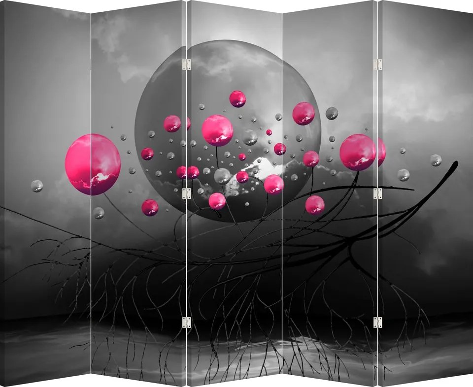 Paravan - Bile abstracte roz (210x170 cm)