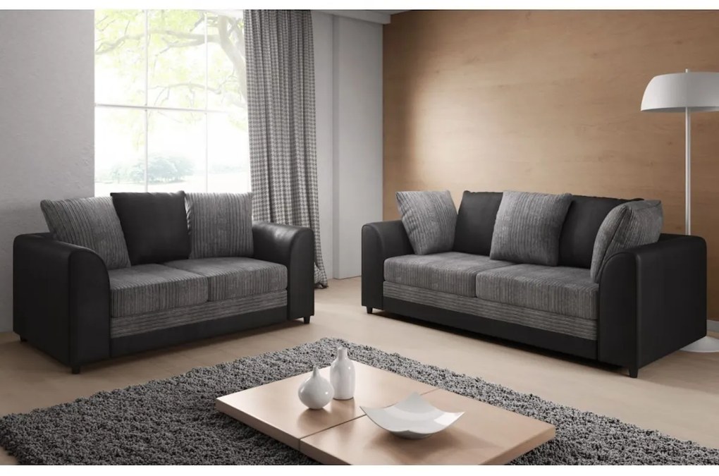 Supermobel Set canapea DYLAN, JumboGrey/ViperBlack