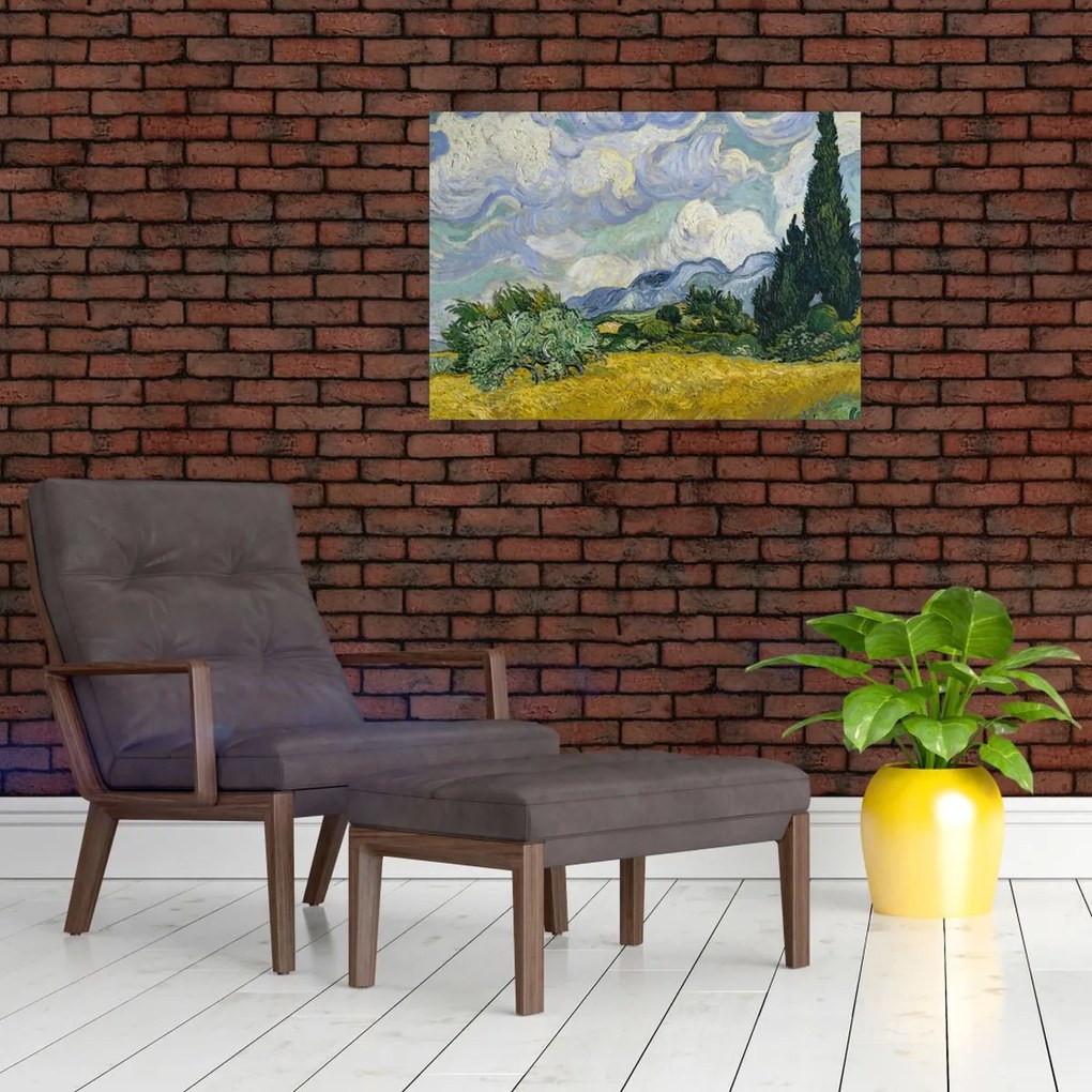 Tablou - Vincent van Gogh, Wheat Field with Cypresses, reproducere (70x50 cm)