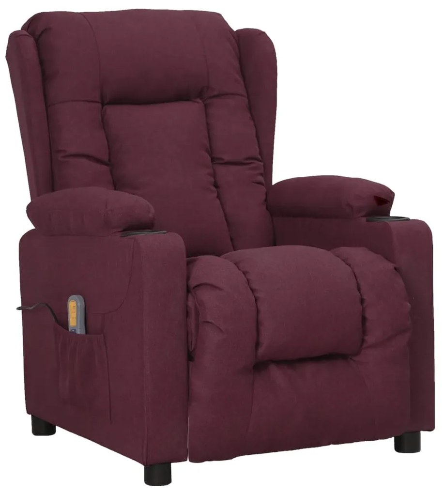 3093440 vidaXL Fotoliu rabatabil de masaj, cu ridicare, violet, textil