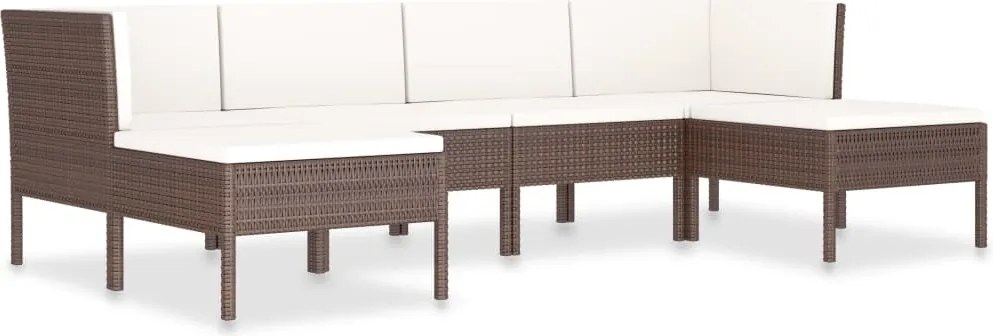 vidaXL Set mobilier de grădină cu perne, 6 piese, maro, poliratan